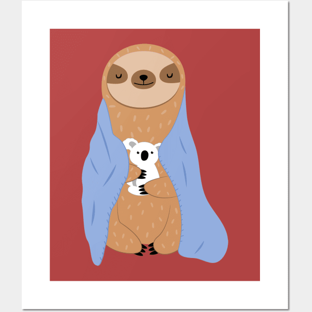 Sloth in a Blanket Wall Art by RockettGraph1cs